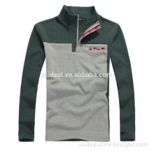 Men`s cotton spandex long sleeve fitted zipper polo t shirt made in Guangdong China